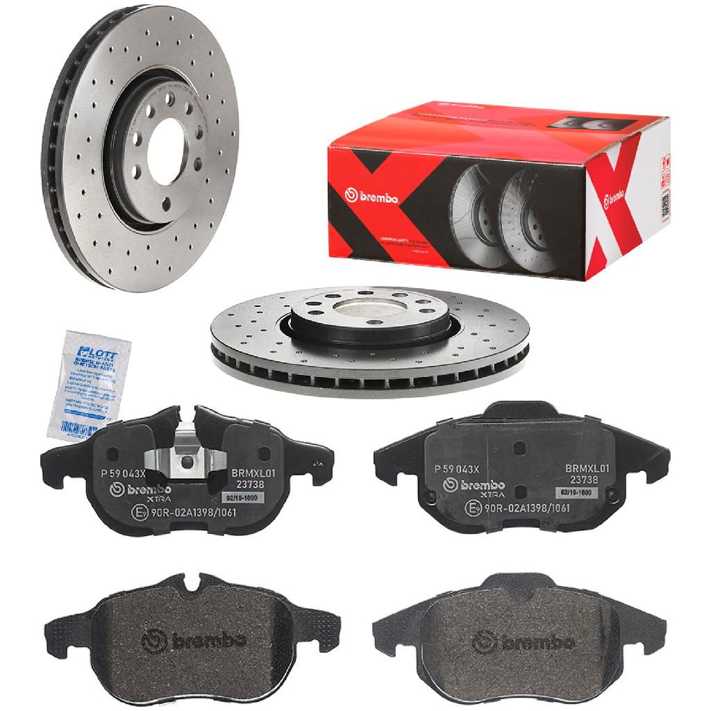 BREMBO Bremsscheibe 09.9162.1X + Bremsbelagsatz, Scheibenbremse P 59 043X