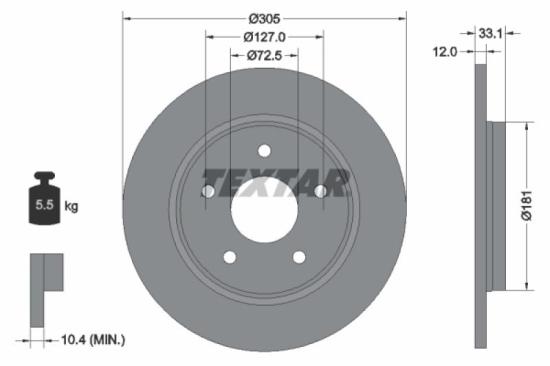TEXTAR Bremsbelagsatz, Scheibenbremse 2482201 + Bremsscheibe 92181005 Bild TEXTAR Bremsbelagsatz, Scheibenbremse 2482201 + Bremsscheibe 92181005
