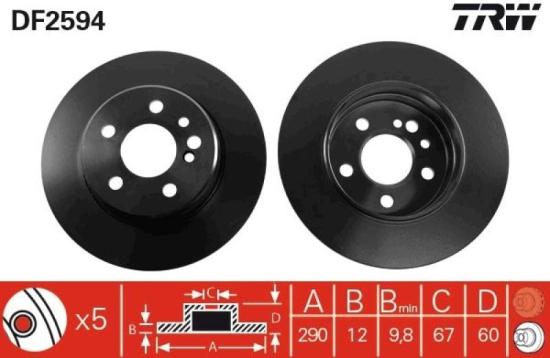 TRW Bremsbelagsatz, Scheibenbremse GDB113 + Bremsscheibe DF2594 + Bremsscheibe DF2595S + Bremsbelagsatz, Scheibenbremse GDB1123 Bild TRW Bremsbelagsatz, Scheibenbremse GDB113 + Bremsscheibe DF2594 + Bremsscheibe DF2595S + Bremsbelagsatz, Scheibenbremse GDB1123