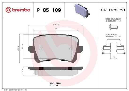 BREMBO Bremsscheibe 08.A202.11 + Bremsbelagsatz, Scheibenbremse P 85 109 Bild BREMBO Bremsscheibe 08.A202.11 + Bremsbelagsatz, Scheibenbremse P 85 109