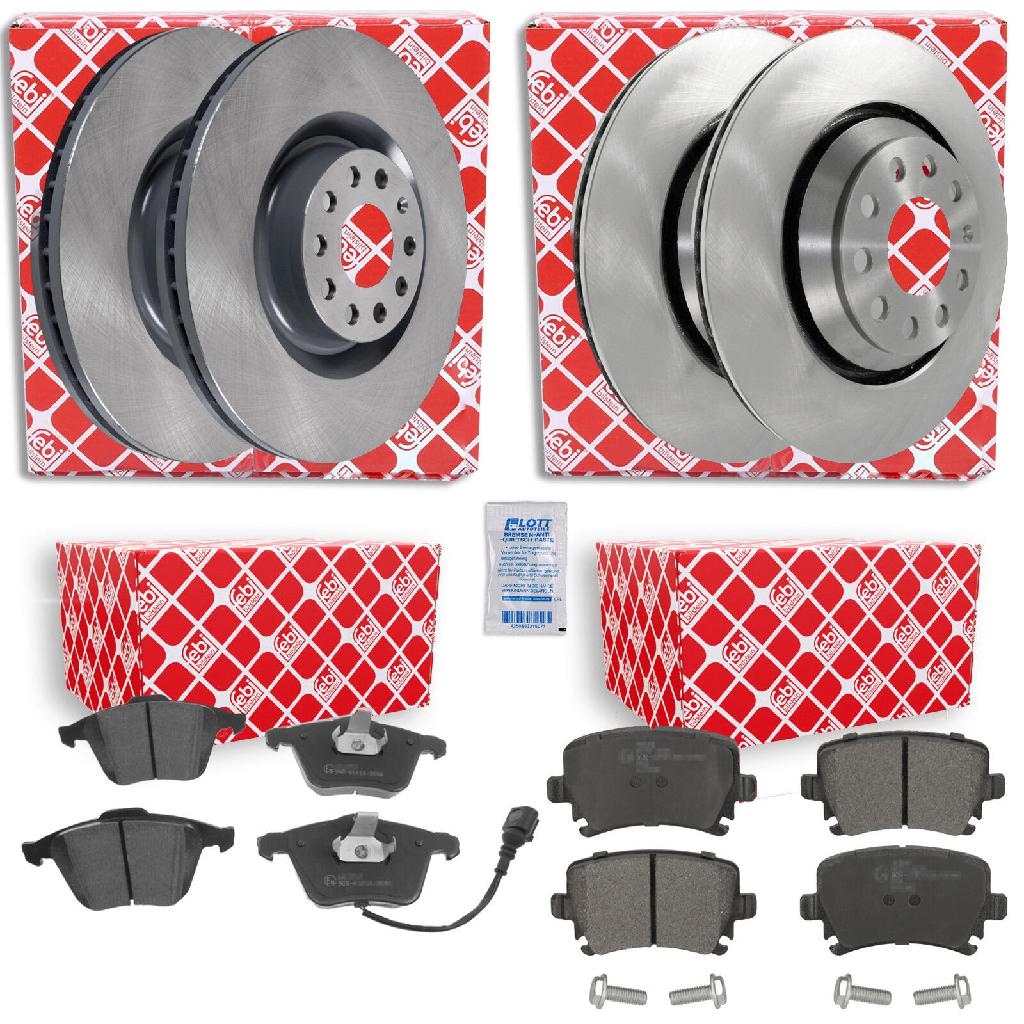 FEBI BILSTEIN Bremsbelagsatz, Scheibenbremse 16538 + Bremsscheibe 24386 + Bremsbelagsatz, Scheibenbremse 16540 + Bremsscheibe 34254