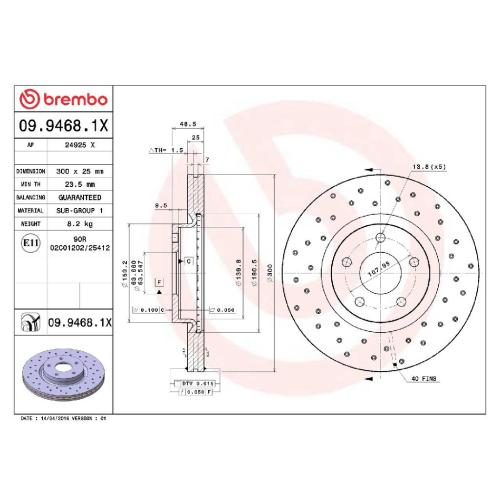 BREMBO Bremsscheibe 09.9468.1X + Bremsbelagsatz, Scheibenbremse P 24 061X Bild BREMBO Bremsscheibe 09.9468.1X + Bremsbelagsatz, Scheibenbremse P 24 061X