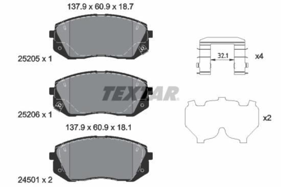 TEXTAR Bremsscheibe 92237805 + Bremsbelagsatz, Scheibenbremse 2520504 Bild TEXTAR Bremsscheibe 92237805 + Bremsbelagsatz, Scheibenbremse 2520504