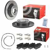 BREMBO Warnkontakt, Bremsbelagverschleiß A 00 212 + Bremsbelagsatz, Scheibenbremse P 06 037 + Bremsscheibe 09.9793.11