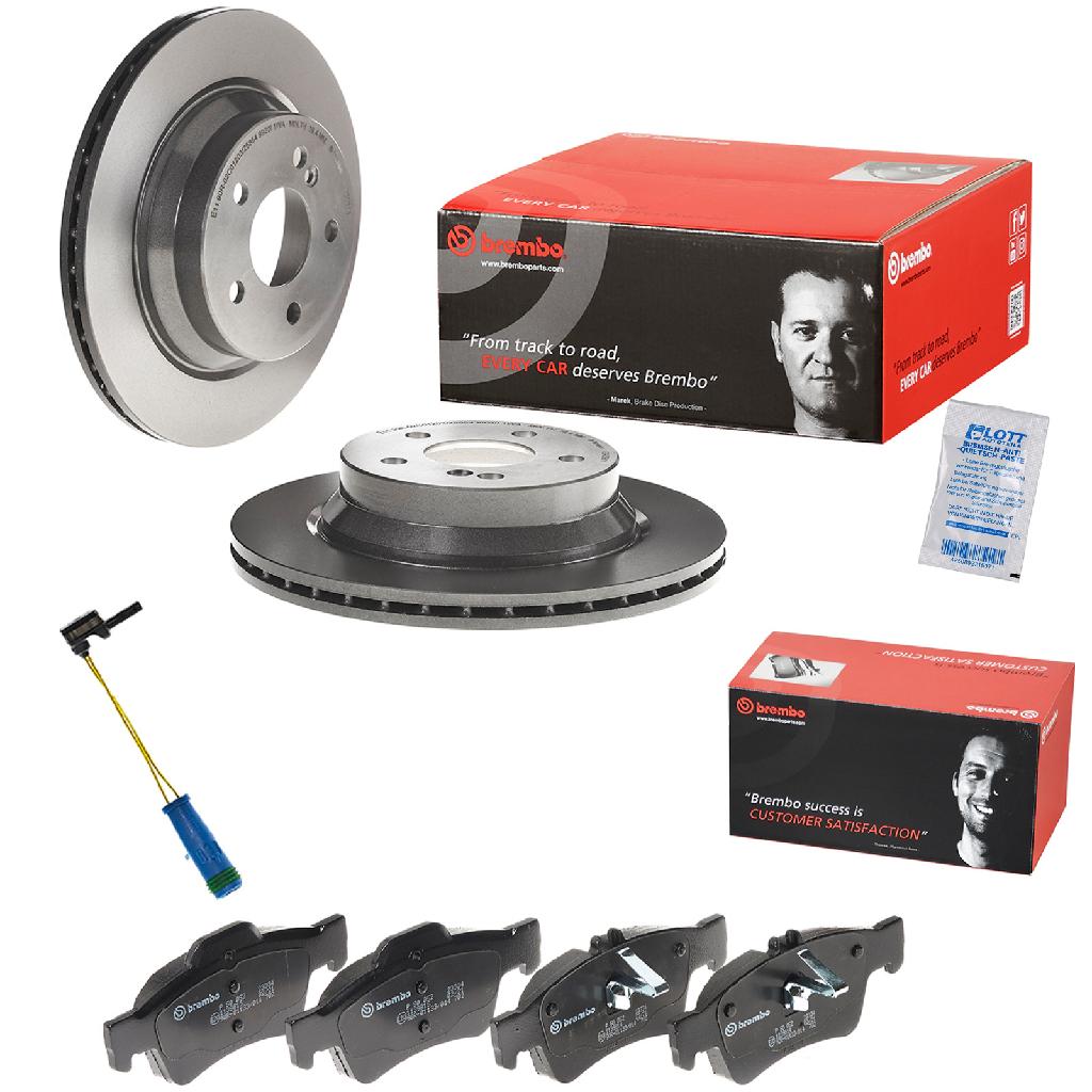 BREMBO Bremsbelagsatz, Scheibenbremse P 50 052 + Bremsscheibe 09.A358.11 + Warnkontakt, Bremsbelagverschleiß A 00 377