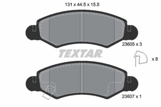 TEXTAR Bremsbelagsatz, Scheibenbremse 2360501 + Bremsscheibe 92135303 Bild TEXTAR Bremsbelagsatz, Scheibenbremse 2360501 + Bremsscheibe 92135303