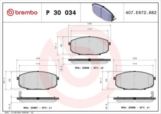 BREMBO Bremsscheibe 09.A532.2X + Bremsbelagsatz, Scheibenbremse P 30 034X Bild BREMBO Bremsscheibe 09.A532.2X + Bremsbelagsatz, Scheibenbremse P 30 034X