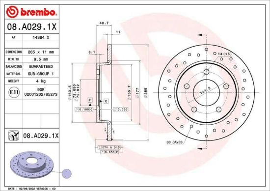 BREMBO Bremsscheibe 08.A029.1X + Bremsbelagsatz, Scheibenbremse P 59 042X Bild BREMBO Bremsscheibe 08.A029.1X + Bremsbelagsatz, Scheibenbremse P 59 042X