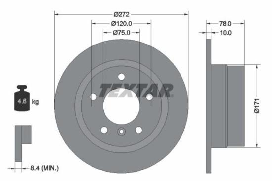 TEXTAR Bremsbelagsatz, Scheibenbremse 2160702 + Warnkontakt, Bremsbelagverschleiß 98020800 + Bremsscheibe 92072303 Bild TEXTAR Bremsbelagsatz, Scheibenbremse 2160702 + Warnkontakt, Bremsbelagverschleiß 98020800 + Bremsscheibe 92072303