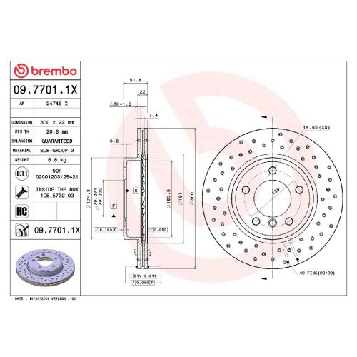 BREMBO Bremsbelagsatz, Scheibenbremse P 06 024 + Bremsscheibe 09.7701.1X Bild BREMBO Bremsbelagsatz, Scheibenbremse P 06 024 + Bremsscheibe 09.7701.1X