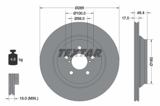 TEXTAR Bremsscheibe 92309303 + Bremsbelagsatz, Scheibenbremse 2215801 Bild TEXTAR Bremsscheibe 92309303 + Bremsbelagsatz, Scheibenbremse 2215801