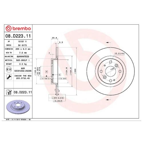 BREMBO Bremsbelagsatz, Scheibenbremse P 49 044 + Bremsscheibe 08.D223.11 Bild BREMBO Bremsbelagsatz, Scheibenbremse P 49 044 + Bremsscheibe 08.D223.11