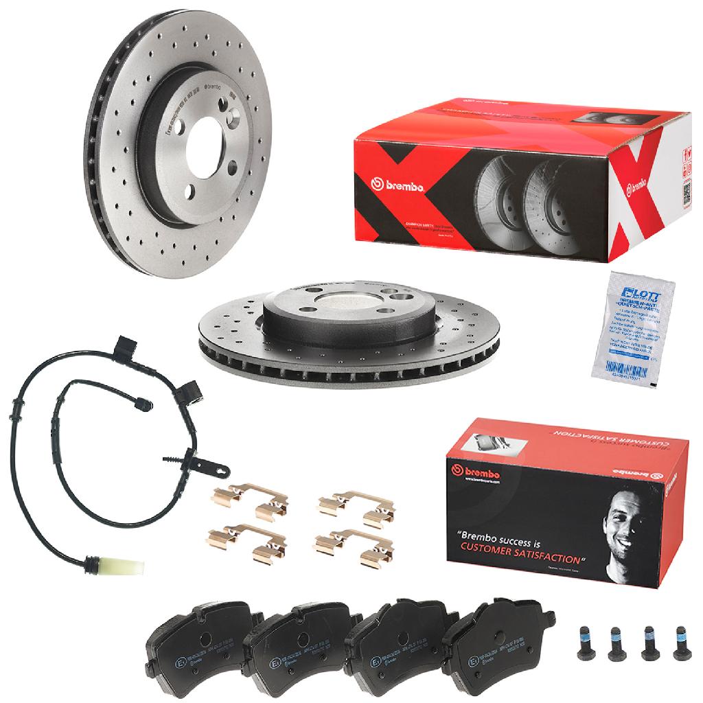 BREMBO Warnkontakt, Bremsbelagverschleiß A 00 446 + Bremsscheibe 09.A761.1X + Bremsbelagsatz, Scheibenbremse P 06 086