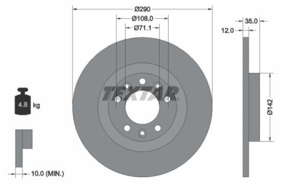 TEXTAR Bremsbelagsatz, Scheibenbremse 2258801 + Bremsscheibe 92267303 Bild TEXTAR Bremsbelagsatz, Scheibenbremse 2258801 + Bremsscheibe 92267303