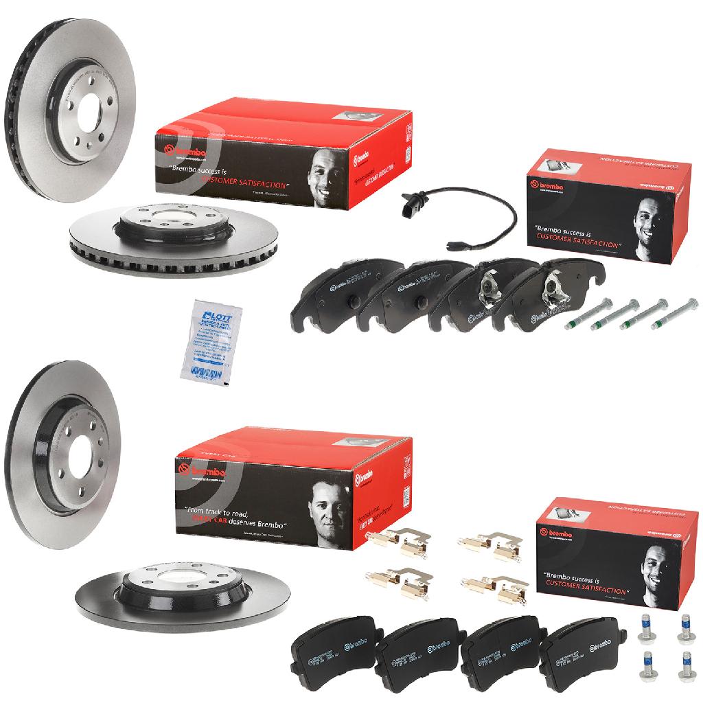 BREMBO Bremsscheibe 09.A758.11 + Bremsscheibe 08.A759.11 + Bremsbelagsatz, Scheibenbremse P 85 098 + Bremsbelagsatz, Scheibenbremse P 85 099