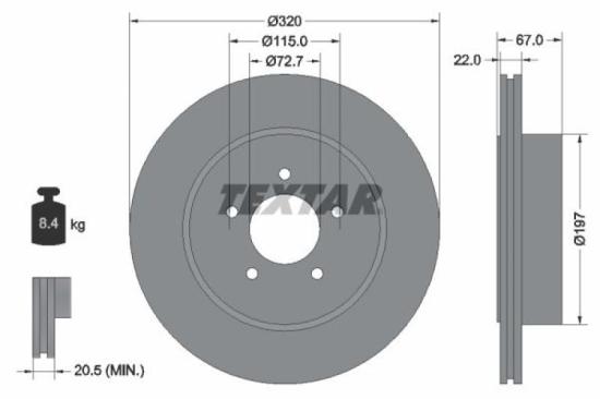 TEXTAR Bremsbelagsatz, Scheibenbremse 2416303 + Bremsscheibe 92177205 Bild TEXTAR Bremsbelagsatz, Scheibenbremse 2416303 + Bremsscheibe 92177205
