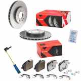 BREMBO Bremsscheibe 09.8411.1X + Bremsbelagsatz, Scheibenbremse P 50 045X + Warnkontakt, Bremsbelagverschleiß A 00 377