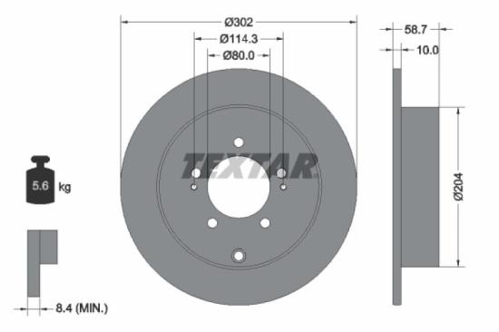 TEXTAR Bremsbelagsatz, Scheibenbremse 2358202 + Bremsscheibe 92167003 Bild TEXTAR Bremsbelagsatz, Scheibenbremse 2358202 + Bremsscheibe 92167003
