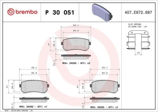 BREMBO Bremsbelagsatz, Scheibenbremse P 30 051X + Bremsscheibe 08.A869.1X Bild BREMBO Bremsbelagsatz, Scheibenbremse P 30 051X + Bremsscheibe 08.A869.1X