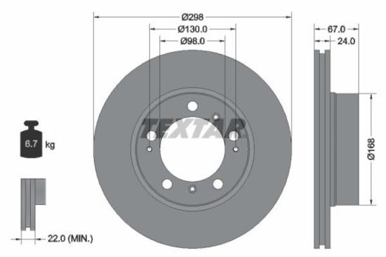 TEXTAR Bremsbelagsatz, Scheibenbremse 2193702 + Warnkontakt, Bremsbelagverschleiß 98022700 + Bremsscheibe 92088803 Bild TEXTAR Bremsbelagsatz, Scheibenbremse 2193702 + Warnkontakt, Bremsbelagverschleiß 98022700 + Bremsscheibe 92088803