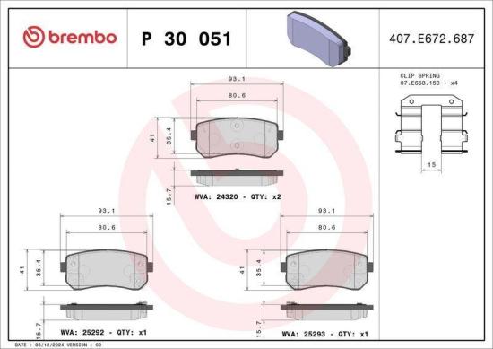 BREMBO Bremsbelagsatz, Scheibenbremse P 30 051 + Bremsscheibe 08.A869.1X Bild BREMBO Bremsbelagsatz, Scheibenbremse P 30 051 + Bremsscheibe 08.A869.1X