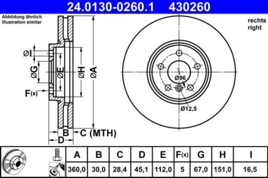 ATE Bremsbelagsatz, Scheibenbremse 13.0470-4702.2 + Bremsscheibe 24.0130-0261.1 + Bremsscheibe 24.0130-0260.1 + Warnkontakt, Bremsbelagverschleiß 24.8190-0983.2 Bild ATE Bremsbelagsatz, Scheibenbremse 13.0470-4702.2 + Bremsscheibe 24.0130-0261.1 + Bremsscheibe 24.0130-0260.1 + Warnkontakt, Bremsbelagverschleiß 24.8190-0983.2