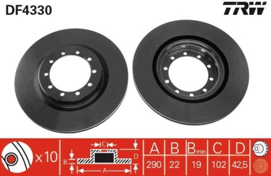 TRW Bremsbelagsatz, Scheibenbremse GDB1609 + Bremsscheibe DF4330 Bild TRW Bremsbelagsatz, Scheibenbremse GDB1609 + Bremsscheibe DF4330