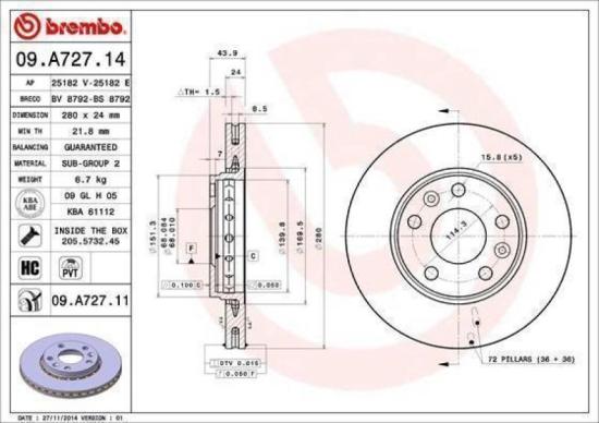 BREMBO BREMSENSET Bild BREMBO BREMSENSET