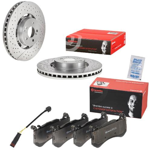 BREMBO Bremsscheibe 09.A945.33 + Bremsbelagsatz, Scheibenbremse P 50 142 + Warnkontakt, Bremsbelagverschleiß A 00 470 Bild BREMBO Bremsscheibe 09.A945.33 + Bremsbelagsatz, Scheibenbremse P 50 142 + Warnkontakt, Bremsbelagverschleiß A 00 470