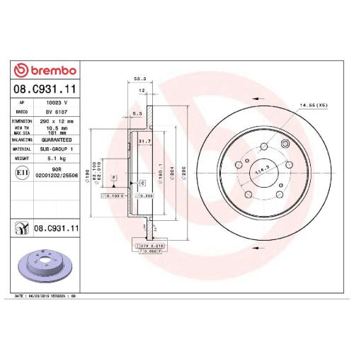BREMBO Bremsscheibe 08.C931.11 + Bremsbelagsatz, Scheibenbremse P 83 152 Bild BREMBO Bremsscheibe 08.C931.11 + Bremsbelagsatz, Scheibenbremse P 83 152