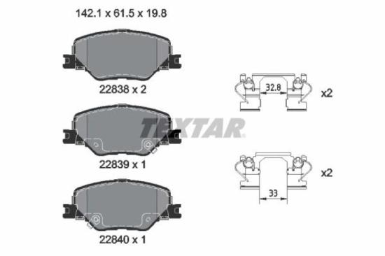 TEXTAR Bremsbelagsatz, Scheibenbremse 2292301 + Bremsscheibe 92205605 + Bremsbelagsatz, Scheibenbremse 2283801 + Bremsscheibe 92314603 Bild TEXTAR Bremsbelagsatz, Scheibenbremse 2292301 + Bremsscheibe 92205605 + Bremsbelagsatz, Scheibenbremse 2283801 + Bremsscheibe 92314603