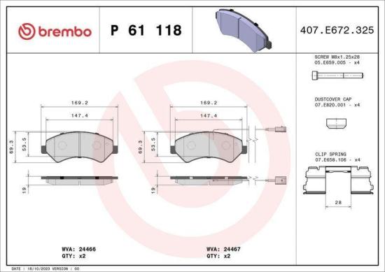 BREMBO Bremsscheibe 09.A235.20 + Bremsbelagsatz, Scheibenbremse P 61 118 Bild BREMBO Bremsscheibe 09.A235.20 + Bremsbelagsatz, Scheibenbremse P 61 118