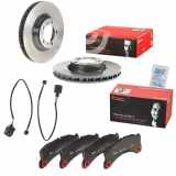 BREMBO Bremsscheibe 09.C986.21 + Bremsscheibe 09.C985.21 + Warnkontakt, Bremsbelagverschleiß A 00 453 + Bremsbelagsatz, Scheibenbremse P 65 033