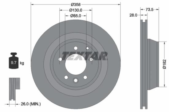 TEXTAR Bremsbelagsatz, Scheibenbremse 2461401 + Warnkontakt, Bremsbelagverschleiß 98038900 + Bremsscheibe 92151403 Bild TEXTAR Bremsbelagsatz, Scheibenbremse 2461401 + Warnkontakt, Bremsbelagverschleiß 98038900 + Bremsscheibe 92151403