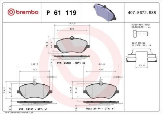 BREMBO Bremsscheibe 09.8670.11 + Bremsbelagsatz, Scheibenbremse P 61 119 Bild BREMBO Bremsscheibe 09.8670.11 + Bremsbelagsatz, Scheibenbremse P 61 119