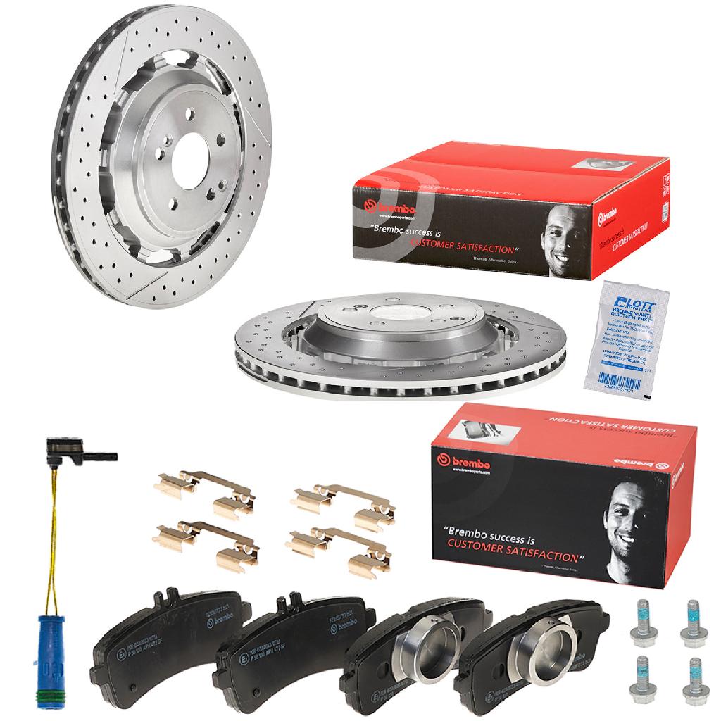 BREMBO Bremsbelagsatz, Scheibenbremse P 50 130 + Bremsscheibe 09.C128.33 + Warnkontakt, Bremsbelagverschleiß A 00 377