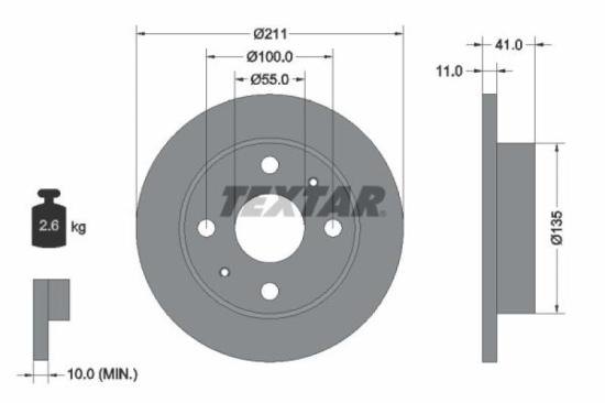 TEXTAR Bremsscheibe 92103700 + Bremsbelagsatz, Scheibenbremse 2350701 Bild TEXTAR Bremsscheibe 92103700 + Bremsbelagsatz, Scheibenbremse 2350701