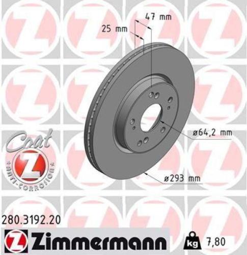 ZIMMERMANN Bremsscheibe 280.3192.20 + Bremsbelagsatz, Scheibenbremse 25792.170.1 Bild ZIMMERMANN Bremsscheibe 280.3192.20 + Bremsbelagsatz, Scheibenbremse 25792.170.1