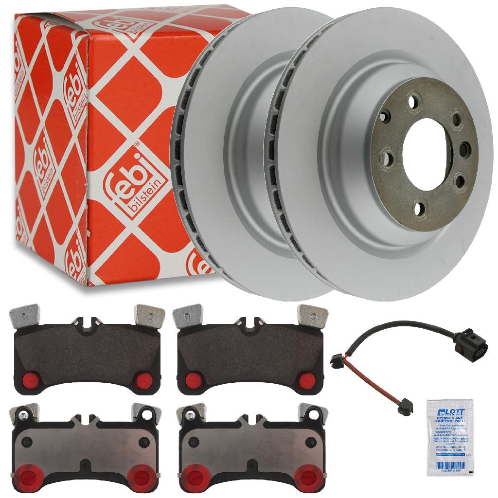 FEBI BILSTEIN Warnkontakt, Bremsbelagverschleiß 29911 + Bremsbelagsatz, Scheibenbremse 16842 + Bremsscheibe 28161