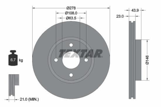 TEXTAR Bremsbelagsatz, Scheibenbremse 2513402 + Bremsscheibe 92252403 Bild TEXTAR Bremsbelagsatz, Scheibenbremse 2513402 + Bremsscheibe 92252403