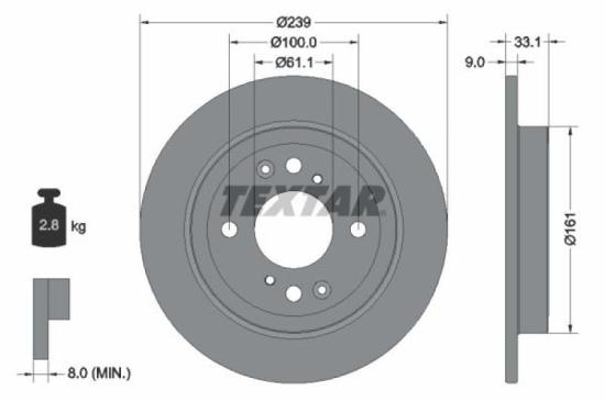 TEXTAR Bremsbelagsatz, Scheibenbremse 2173801 + Bremsscheibe 92304403 Bild TEXTAR Bremsbelagsatz, Scheibenbremse 2173801 + Bremsscheibe 92304403