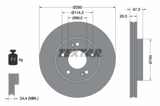 TEXTAR Bremsbelagsatz, Scheibenbremse 2396601 + Bremsscheibe 92133905 Bild TEXTAR Bremsbelagsatz, Scheibenbremse 2396601 + Bremsscheibe 92133905