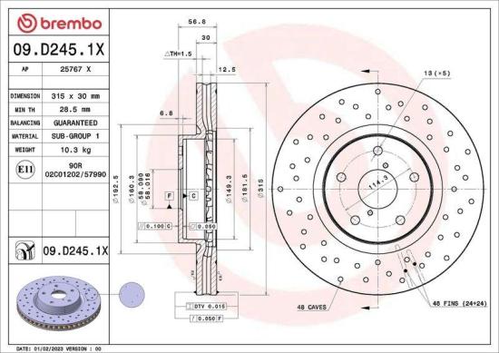 BREMBO Bremsbelagsatz, Scheibenbremse P 78 017 + Bremsscheibe 09.D245.1X Bild BREMBO Bremsbelagsatz, Scheibenbremse P 78 017 + Bremsscheibe 09.D245.1X