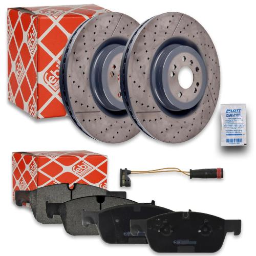 FEBI BILSTEIN Warnkontakt, Bremsbelagverschleiß 22663 + Bremsbelagsatz, Scheibenbremse 116236 + Bremsscheibe 107723 Bild FEBI BILSTEIN Warnkontakt, Bremsbelagverschleiß 22663 + Bremsbelagsatz, Scheibenbremse 116236 + Bremsscheibe 107723