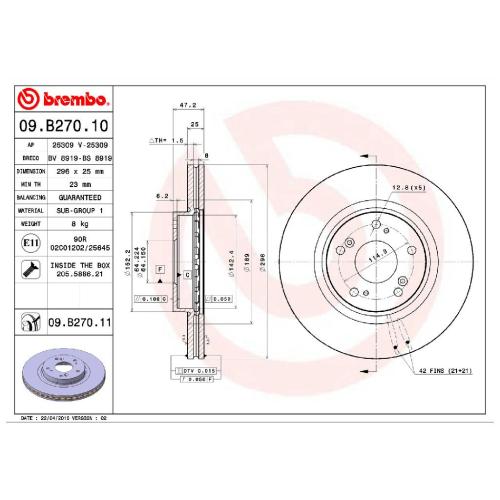 BREMBO Bremsbelagsatz, Scheibenbremse P 28 044 + Bremsscheibe 09.B270.11 Bild BREMBO Bremsbelagsatz, Scheibenbremse P 28 044 + Bremsscheibe 09.B270.11