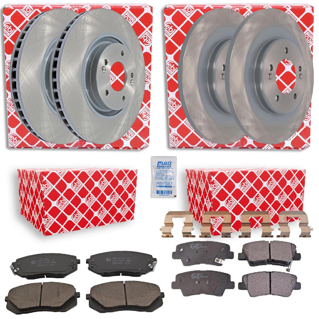 FEBI BILSTEIN Bremsbelagsatz, Scheibenbremse 16816 + Bremsbelagsatz, Scheibenbremse 116301 + Bremsscheibe 108563 + Bremsscheibe 108489