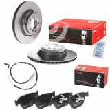 BREMBO Warnkontakt, Bremsbelagverschleiß A 00 223 + Bremsbelagsatz, Scheibenbremse P 06 055 + Bremsscheibe 09.A259.11