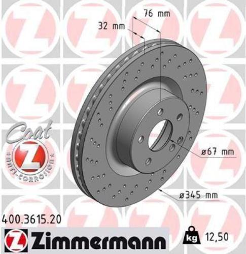 ZIMMERMANN Bremsbelagsatz, Scheibenbremse 23271.175.2 + Bremsscheibe 400.3615.20 Bild ZIMMERMANN Bremsbelagsatz, Scheibenbremse 23271.175.2 + Bremsscheibe 400.3615.20