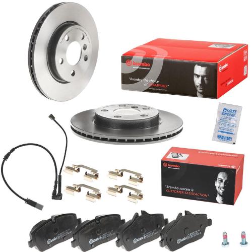BREMBO Bremsscheibe 09.C744.11 + Warnkontakt, Bremsbelagverschleiß A 00 509 + Bremsbelagsatz, Scheibenbremse P 06 034 Bild BREMBO Bremsscheibe 09.C744.11 + Warnkontakt, Bremsbelagverschleiß A 00 509 + Bremsbelagsatz, Scheibenbremse P 06 034