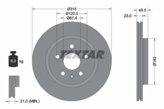 TEXTAR Bremsscheibe 92315803 + Bremsbelagsatz, Scheibenbremse 2295301 Bild TEXTAR Bremsscheibe 92315803 + Bremsbelagsatz, Scheibenbremse 2295301